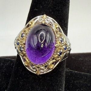 Gems En Vogue 925 Amethyst Cabochon Ring Sz 7.5